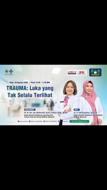 TRAUMA: Luka yang Tak Selalu Terlihat

Narasumber: Dr. Gst. Ayu Maharatih, dr., Sp.K.J., Subsp.A.R.(K), M.Kes.

Host: Tri Oktaviyantini, Sp.K.J.(K)