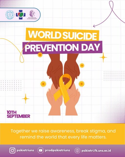 World Suicide Prevention Day 🧠💛
Setiap pikiran yang terasa berat dan setiap emosi yang sulit diungkapkan adalah nyata, dan layak untuk didengar.
Bunuh diri dapat dicegah. Dengan meningkatkan kesadaran, mengurangi stigma, dan menghadirkan ruang aman untuk berbicara, kita dapat menjadi bagian dari dukungan yang bermakna.
Terkadang, satu percakapan, satu kehadiran, atau satu bentuk kepedulian sederhana dapat membuat perbedaan besar.
Kamu tidak sendiri. Bantuan selalu ada, dan harapan tetap ada.